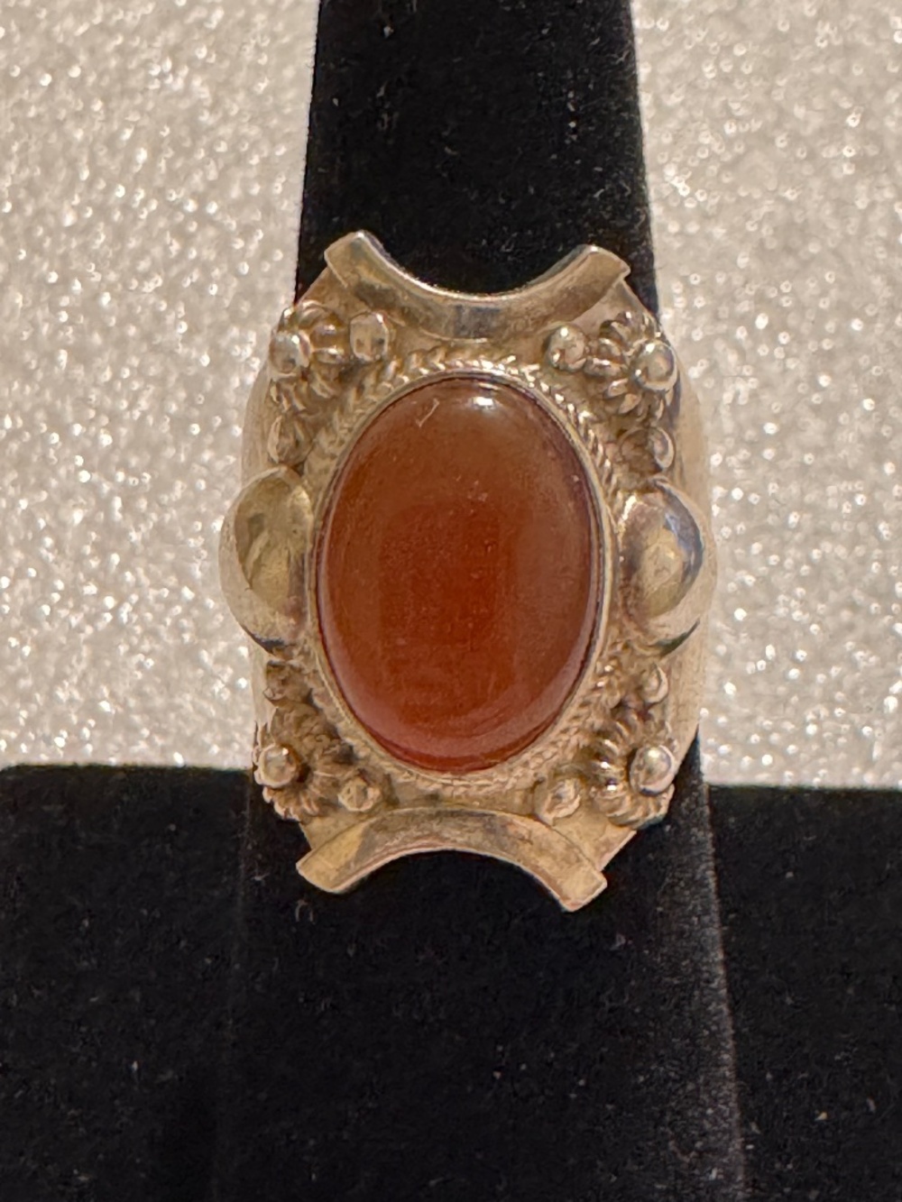 Red Onyx Sterling Silver Ring from Nepal - Sz 7.5